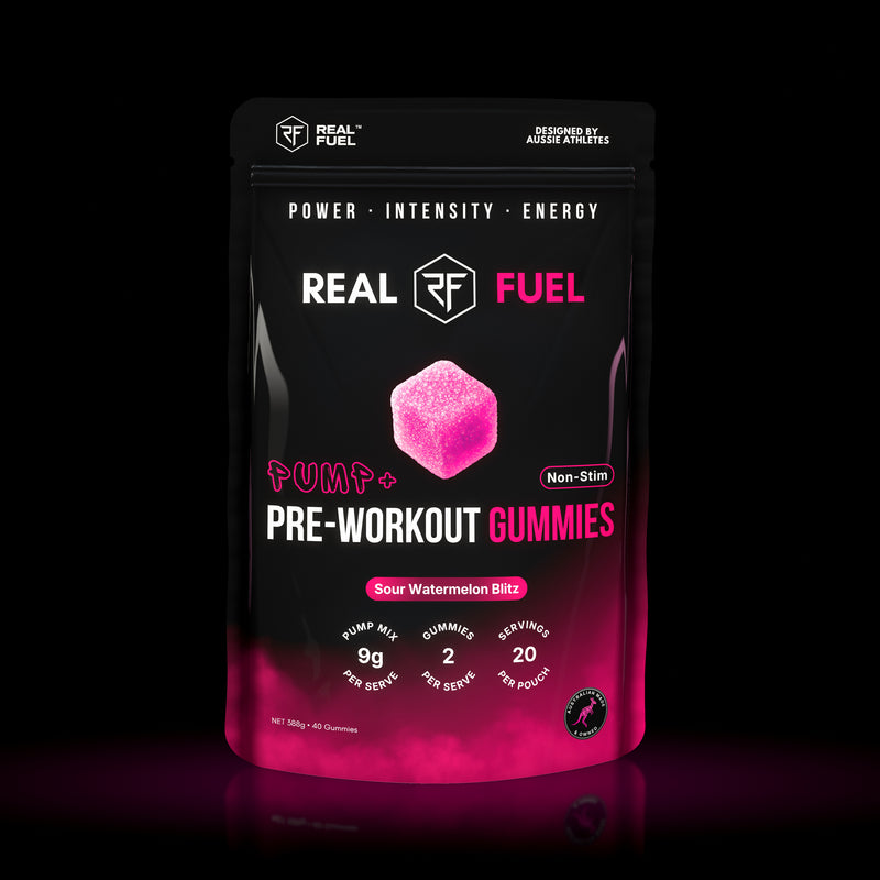 REAL FUEL PUMP+ Pre-Workout Gummies, Sour Watermelon Blitz, single pouch