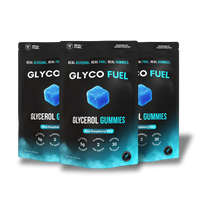 GLYCO FUEL Glycerol Gummies, three pouch stack, Blue Raspberry Blitz