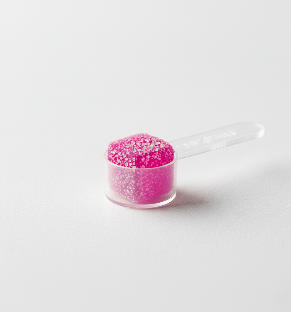 The same serve, as a gummy in a measuring scoop