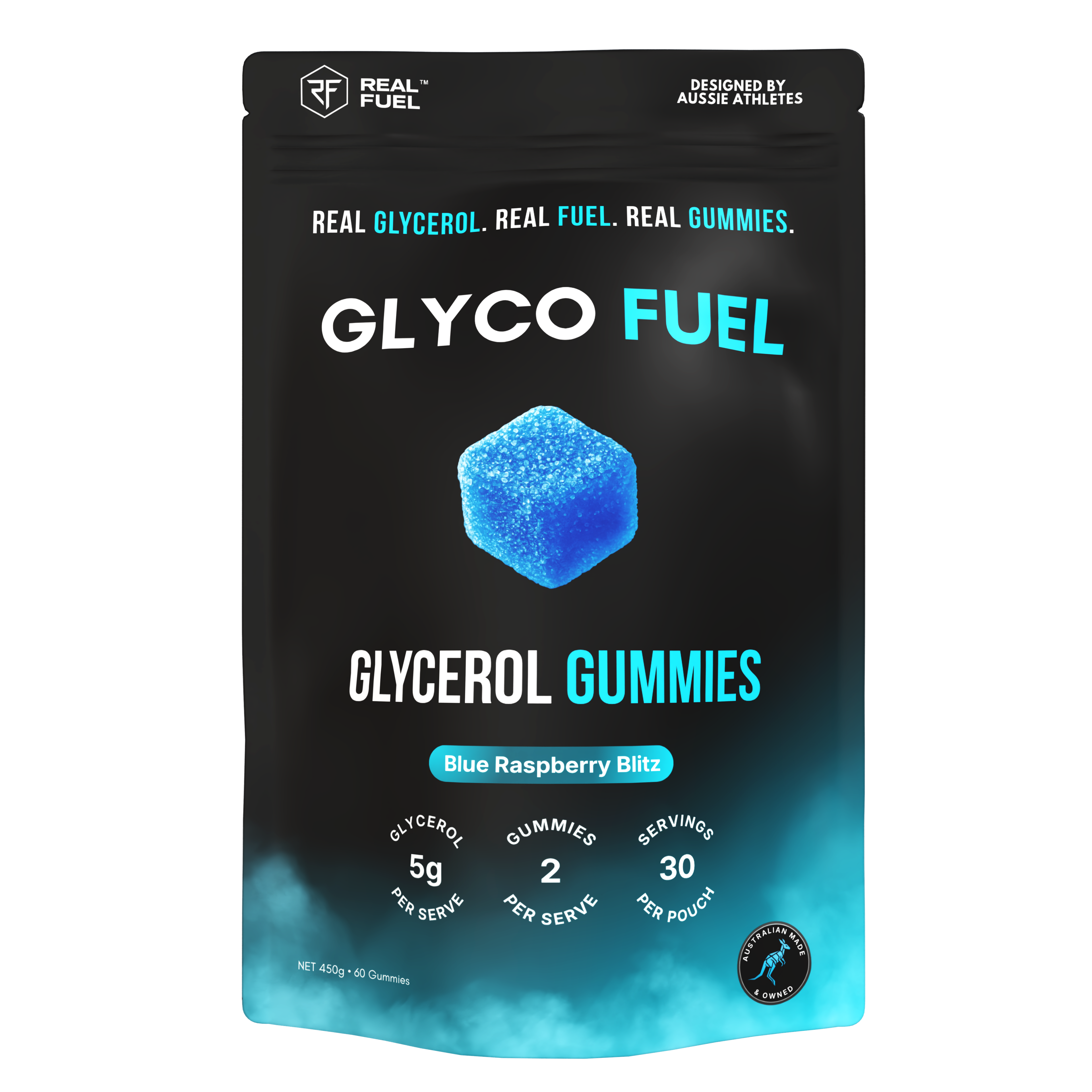 GLYCO FUEL Glycerol Gummies pouch, Blue Raspberry Blitz, 5 g glycerol per serve