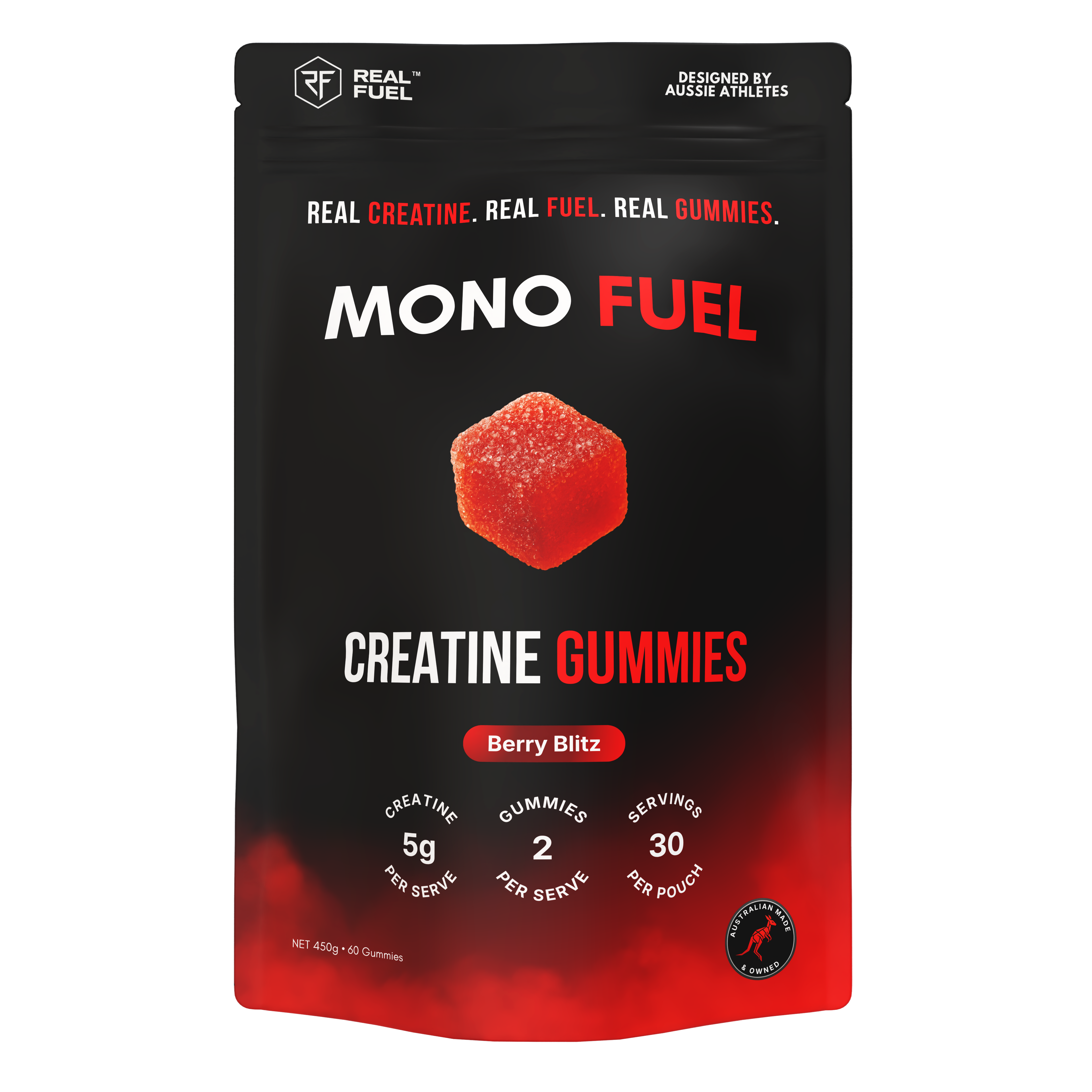 MONO FUEL Creatine Gummies pouch, Berry Blitz, 5g creatine monohydrate per serve