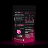 REAL FUEL PUMP+ Pre-Workout Gummies, back of pack with nutrition panel and ingredients